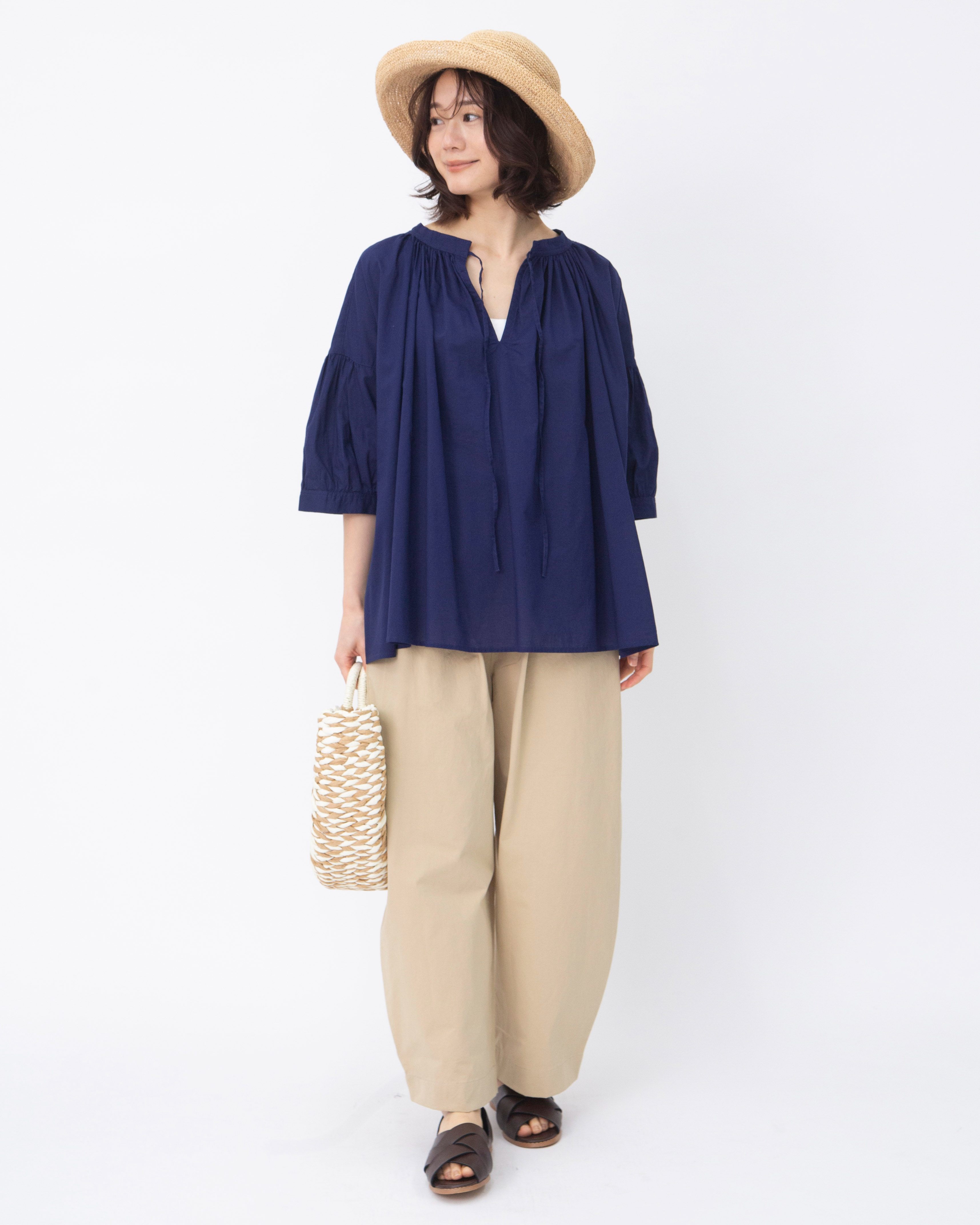 コットンローンギャザーブラウス