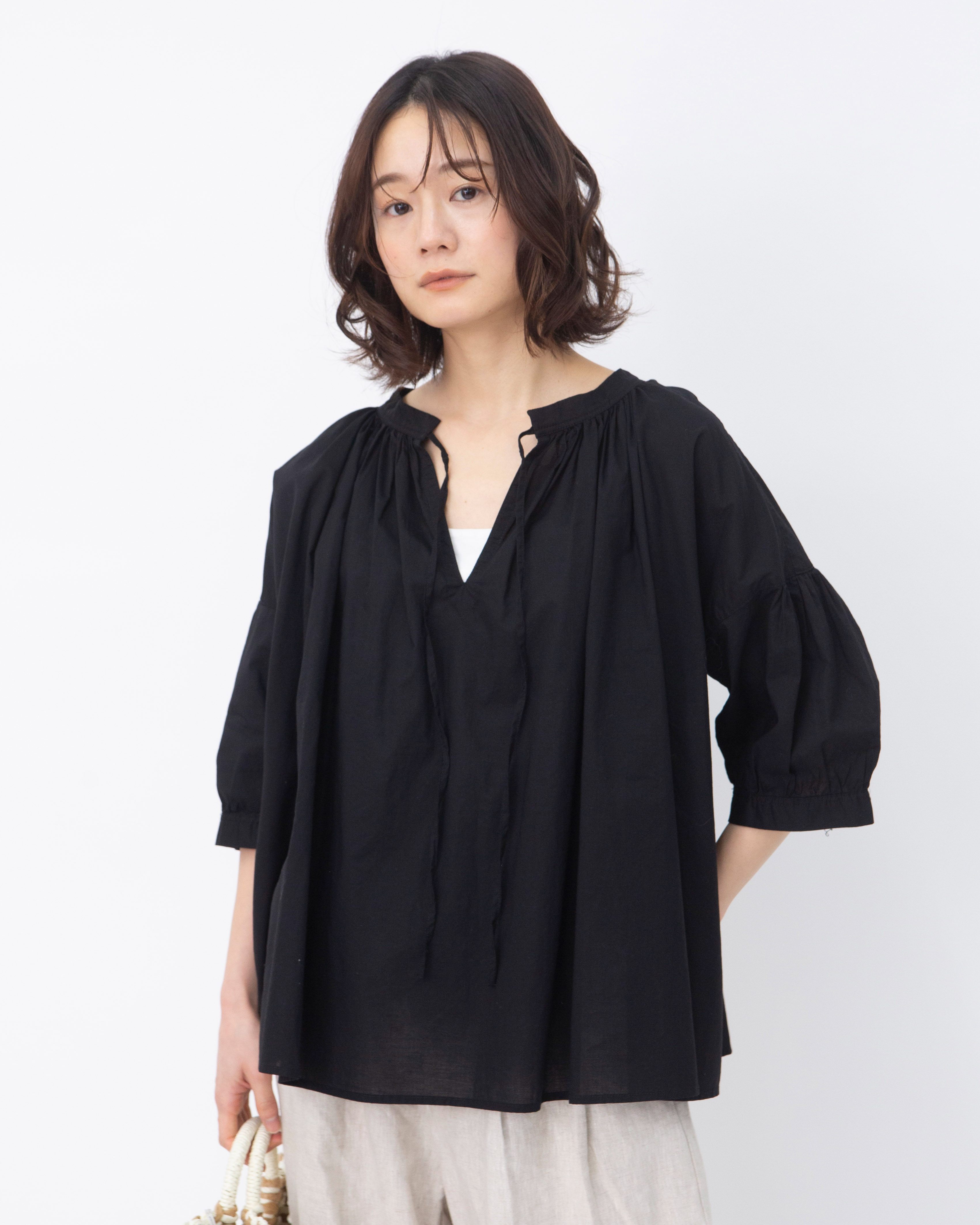 コットンローンギャザーブラウス