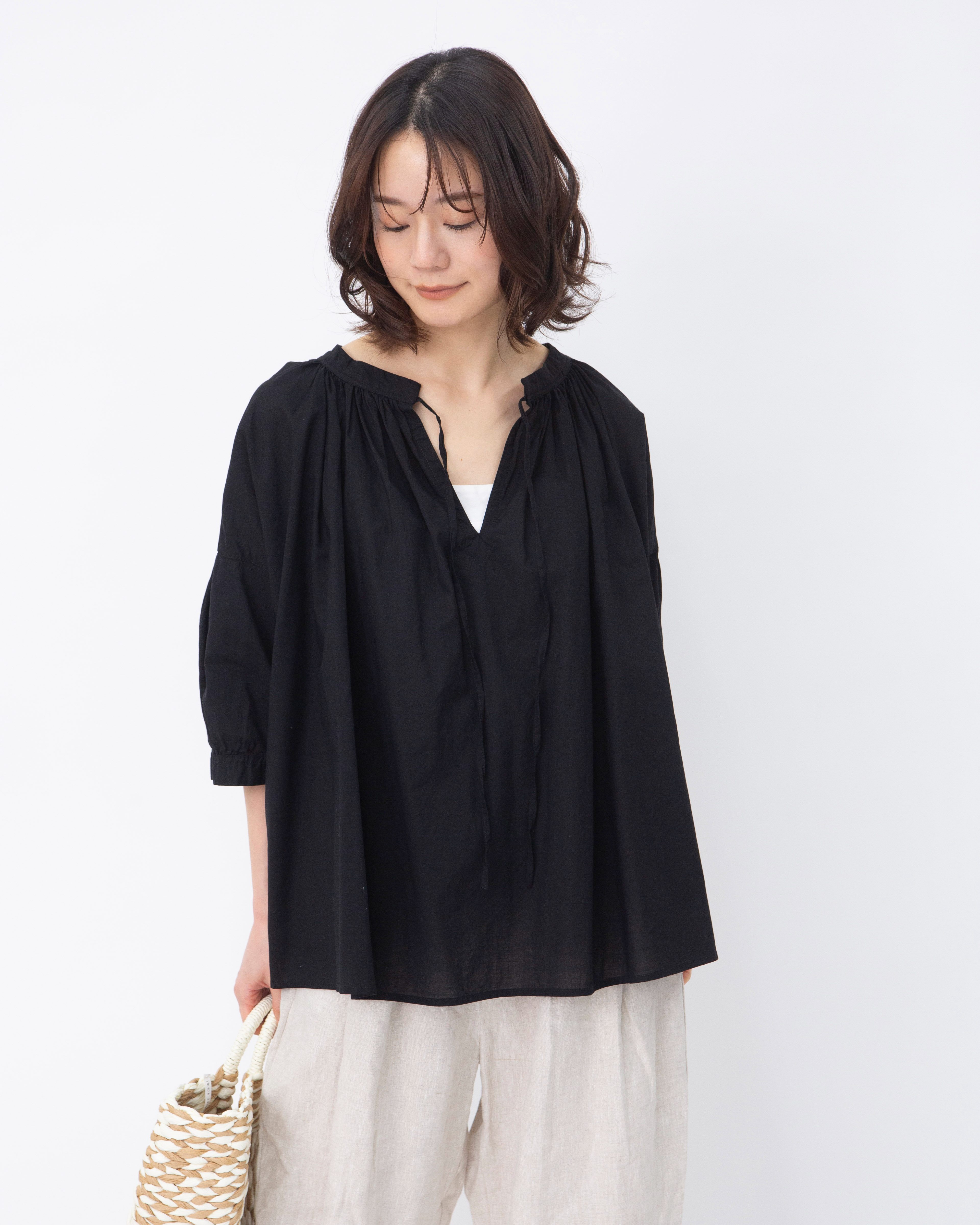 コットンローンギャザーブラウス