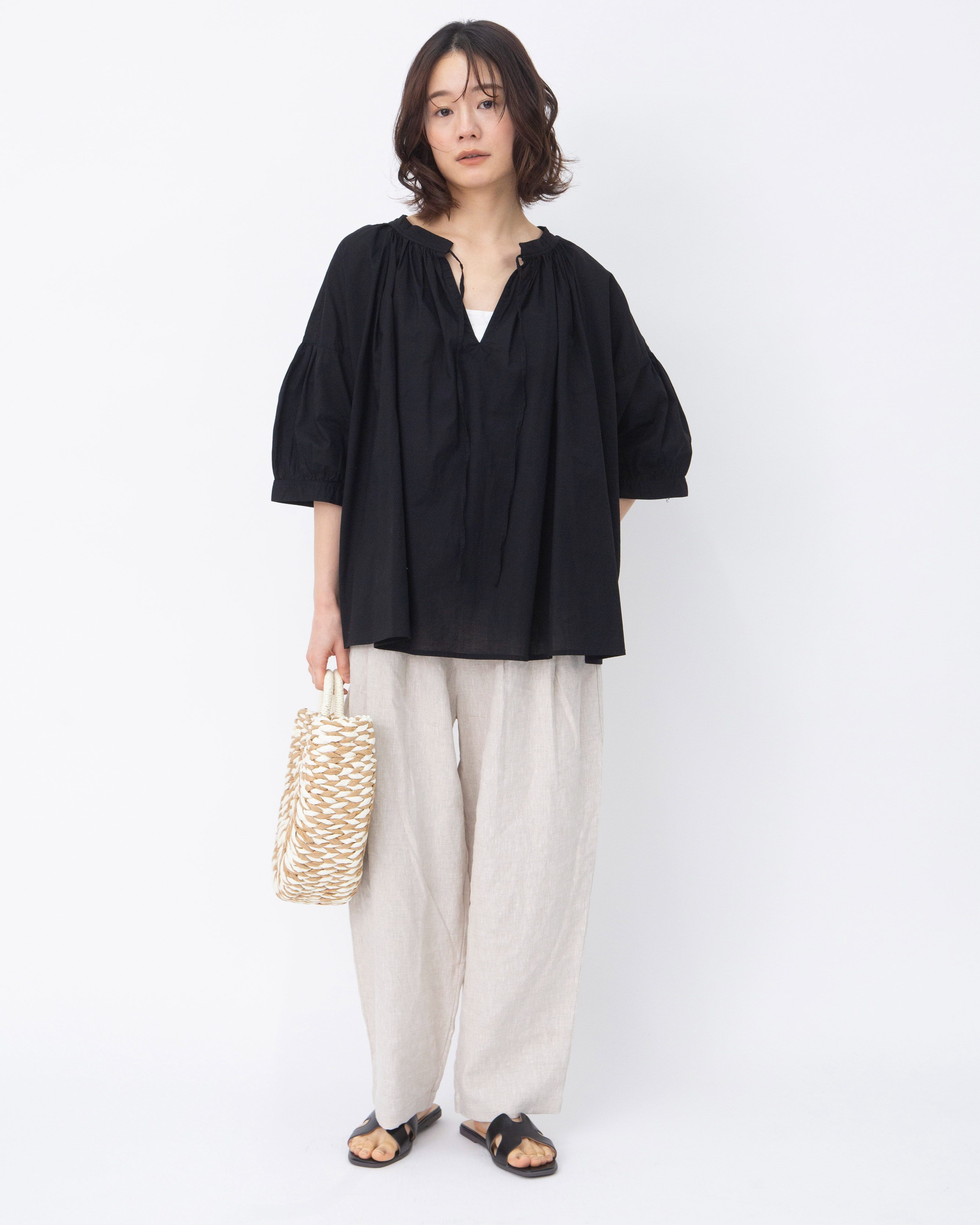 コットンローンギャザーブラウス