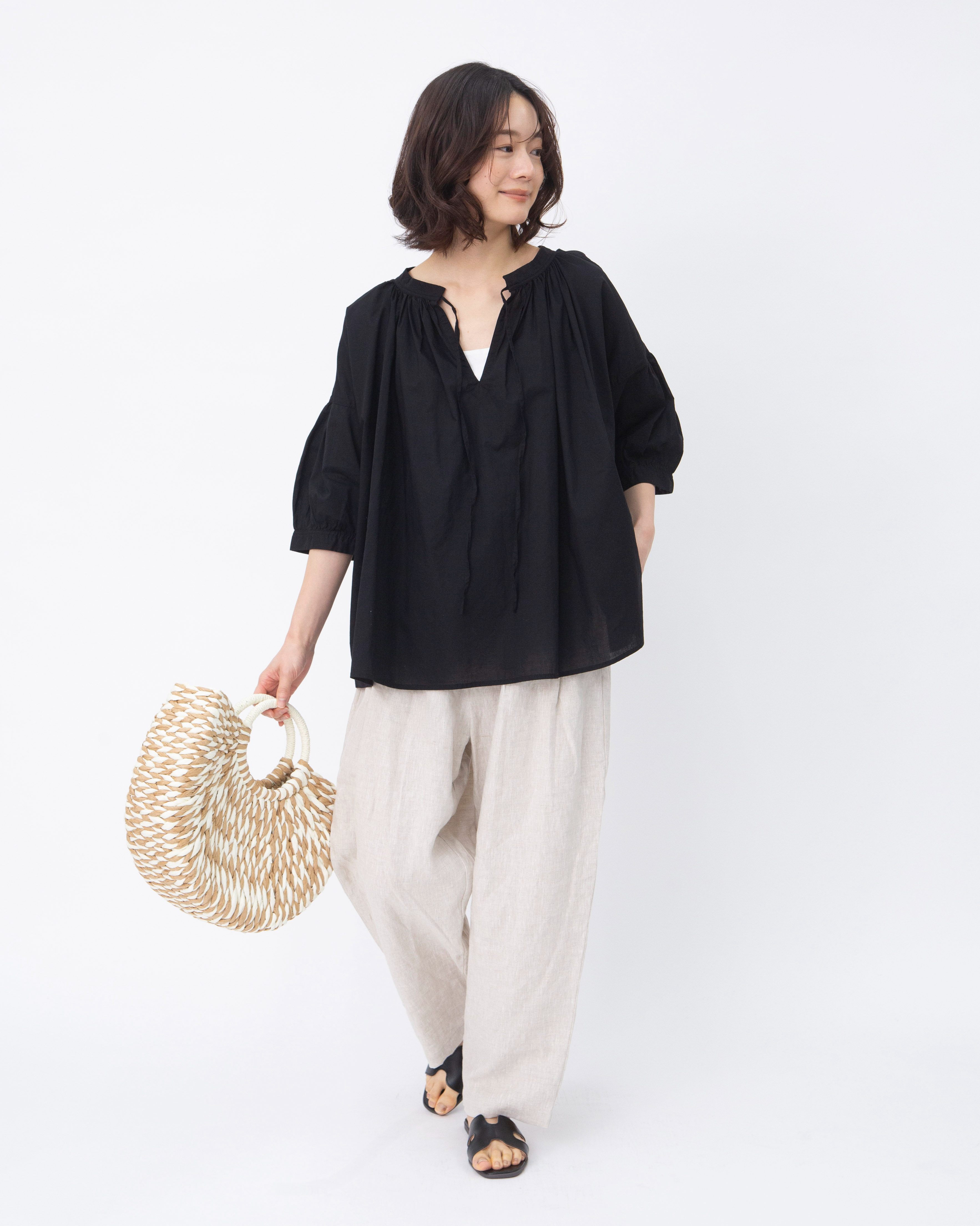 コットンローンギャザーブラウス