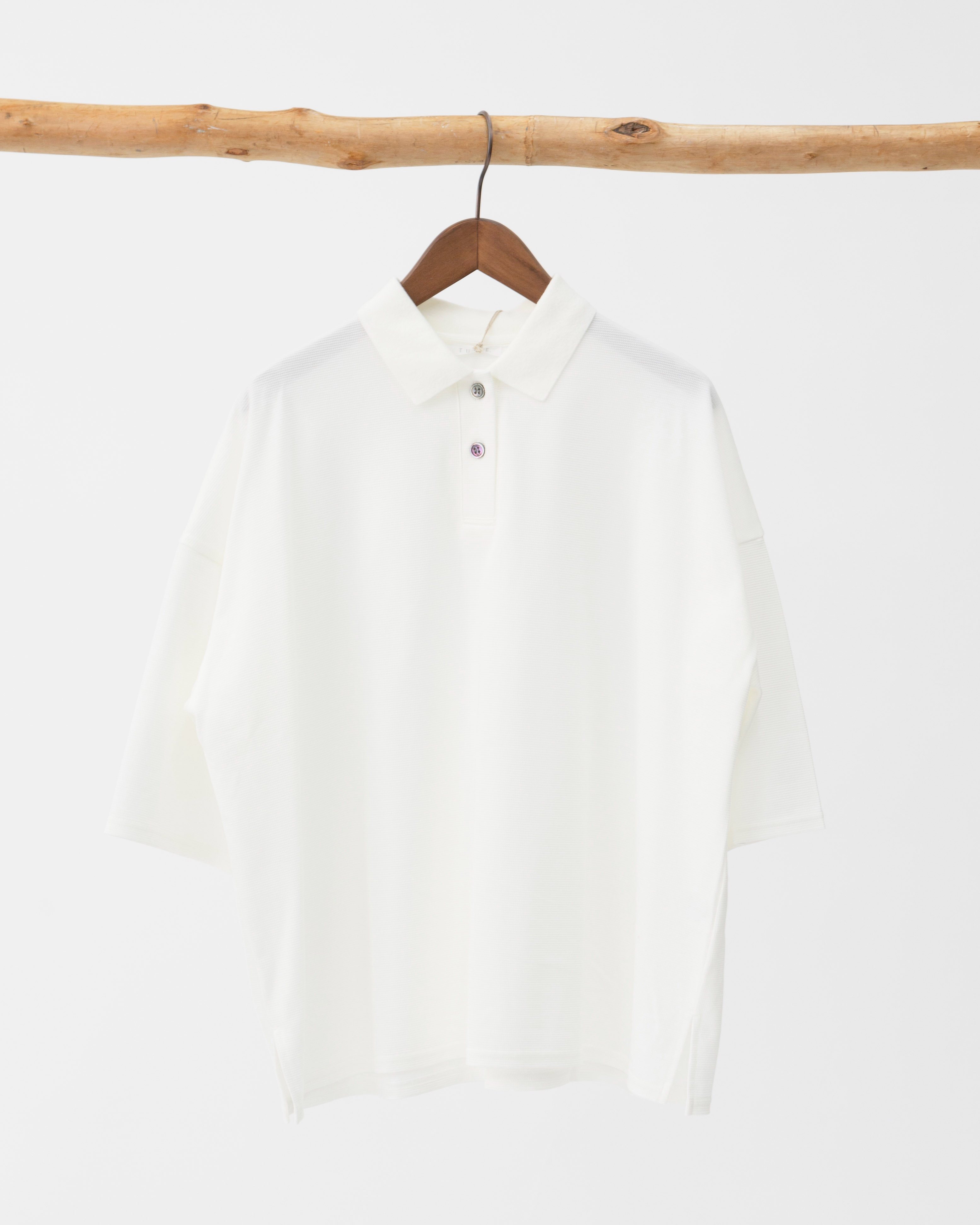 コットンサーフニットポロ衿ワイドプルオーバー