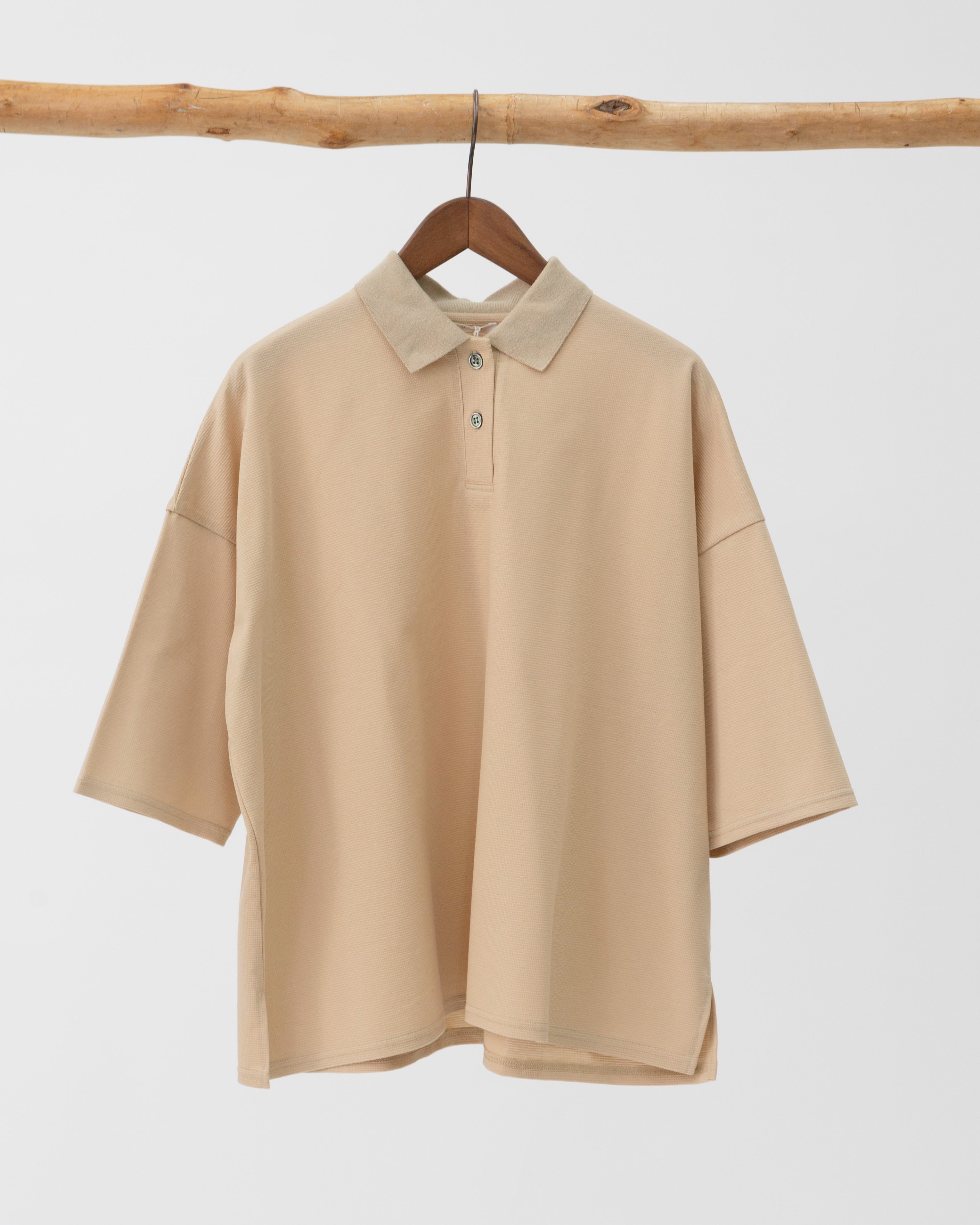 コットンサーフニットポロ衿ワイドプルオーバー