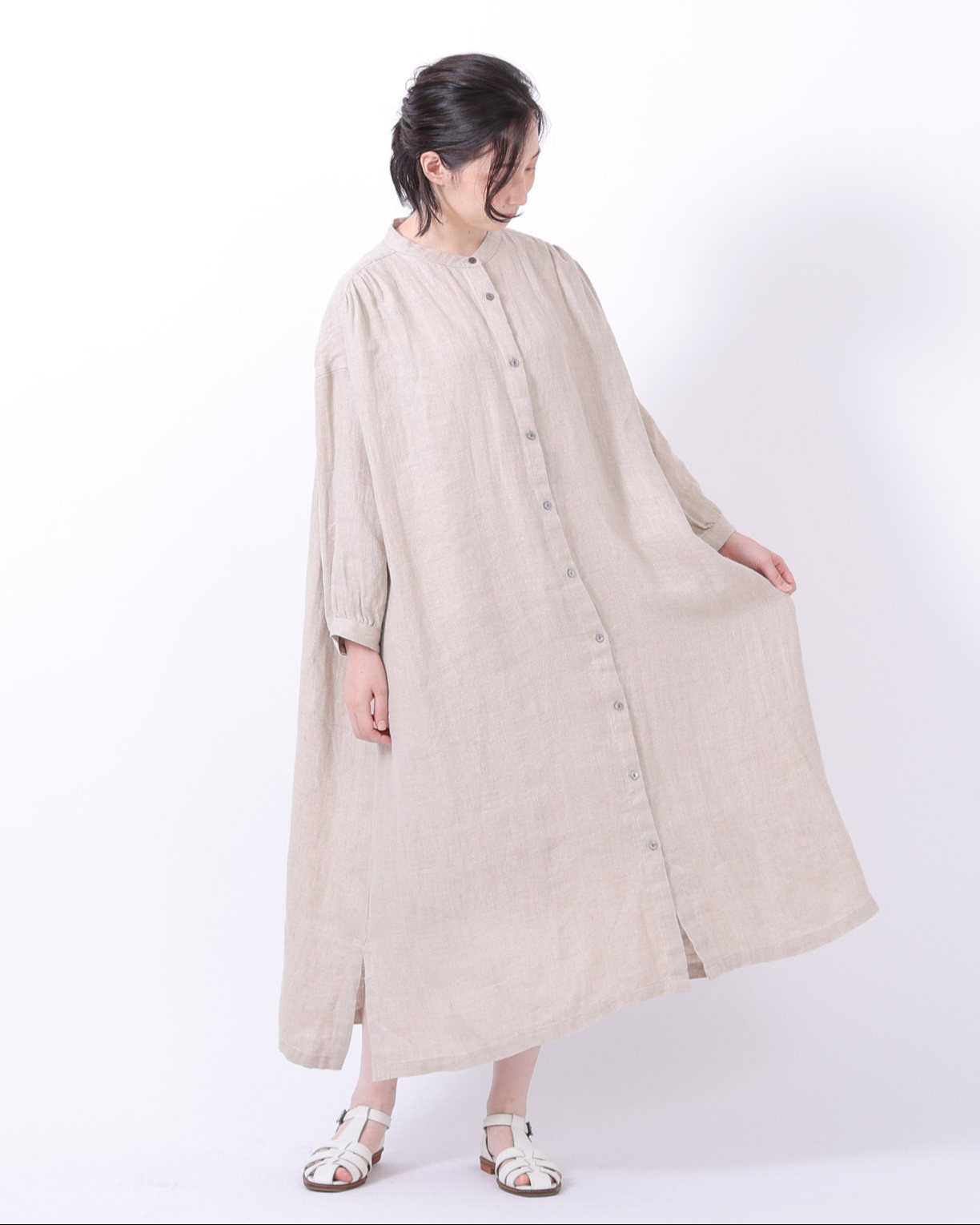 リネンドビーギャザーワンピース