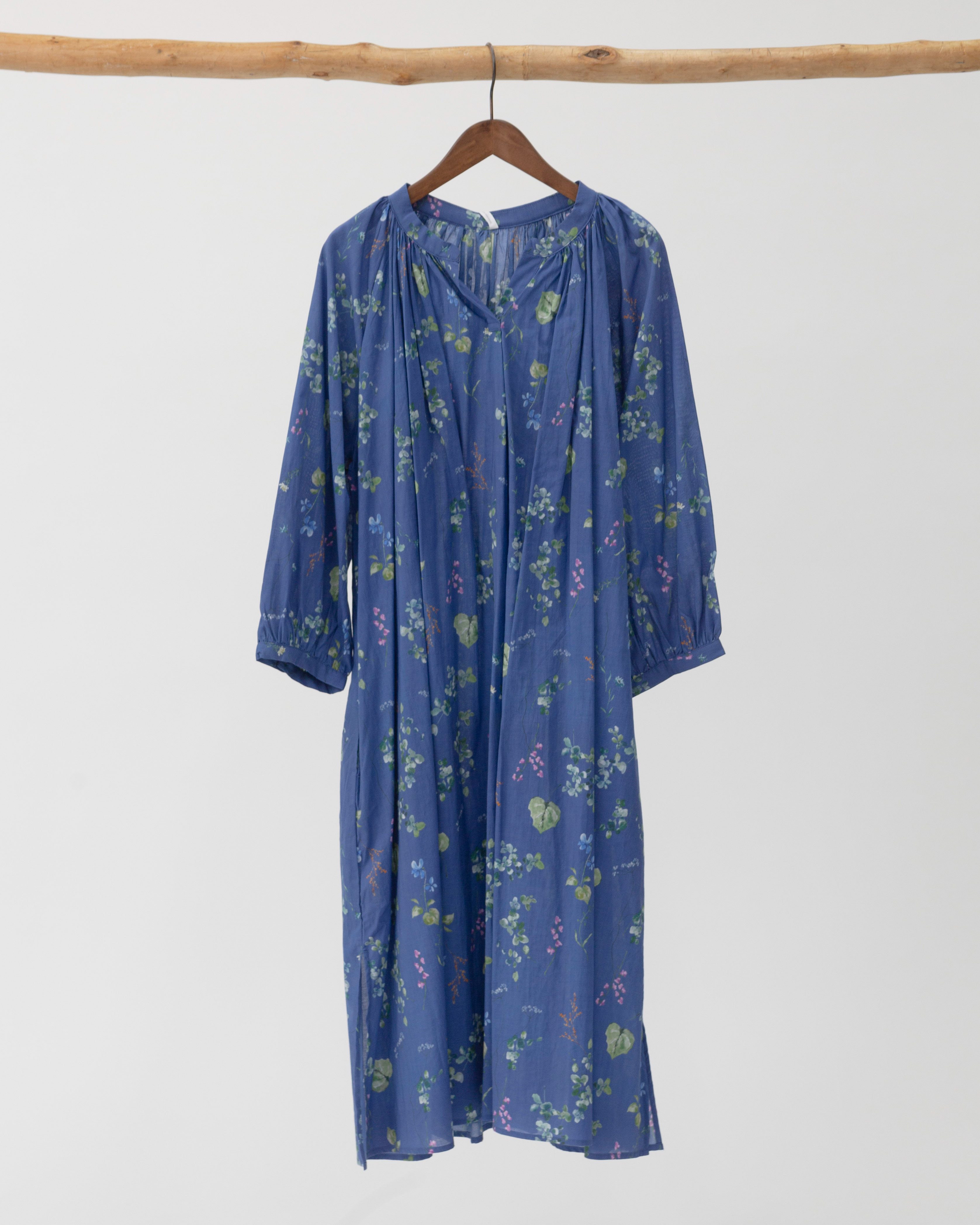 コットンボタニカルプリントギャザーチュニック