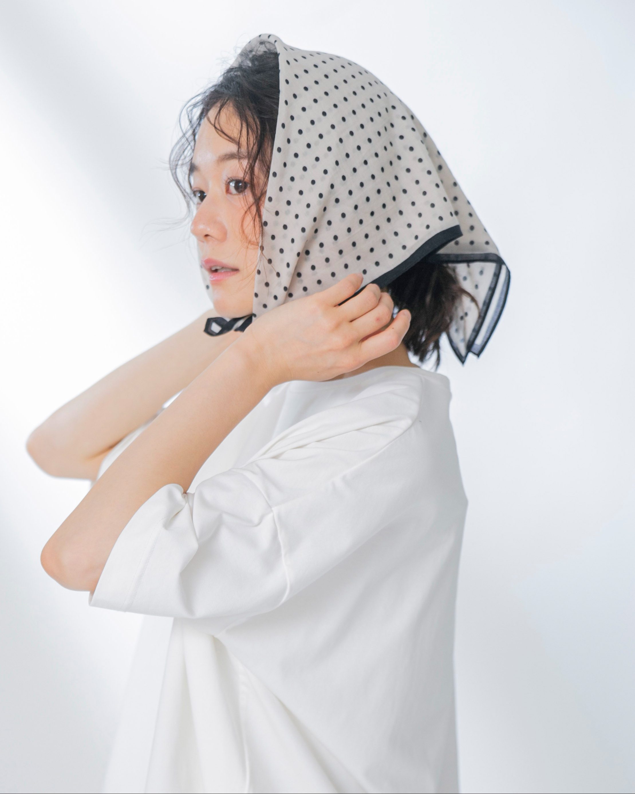 コットンシルクドットスカーフ