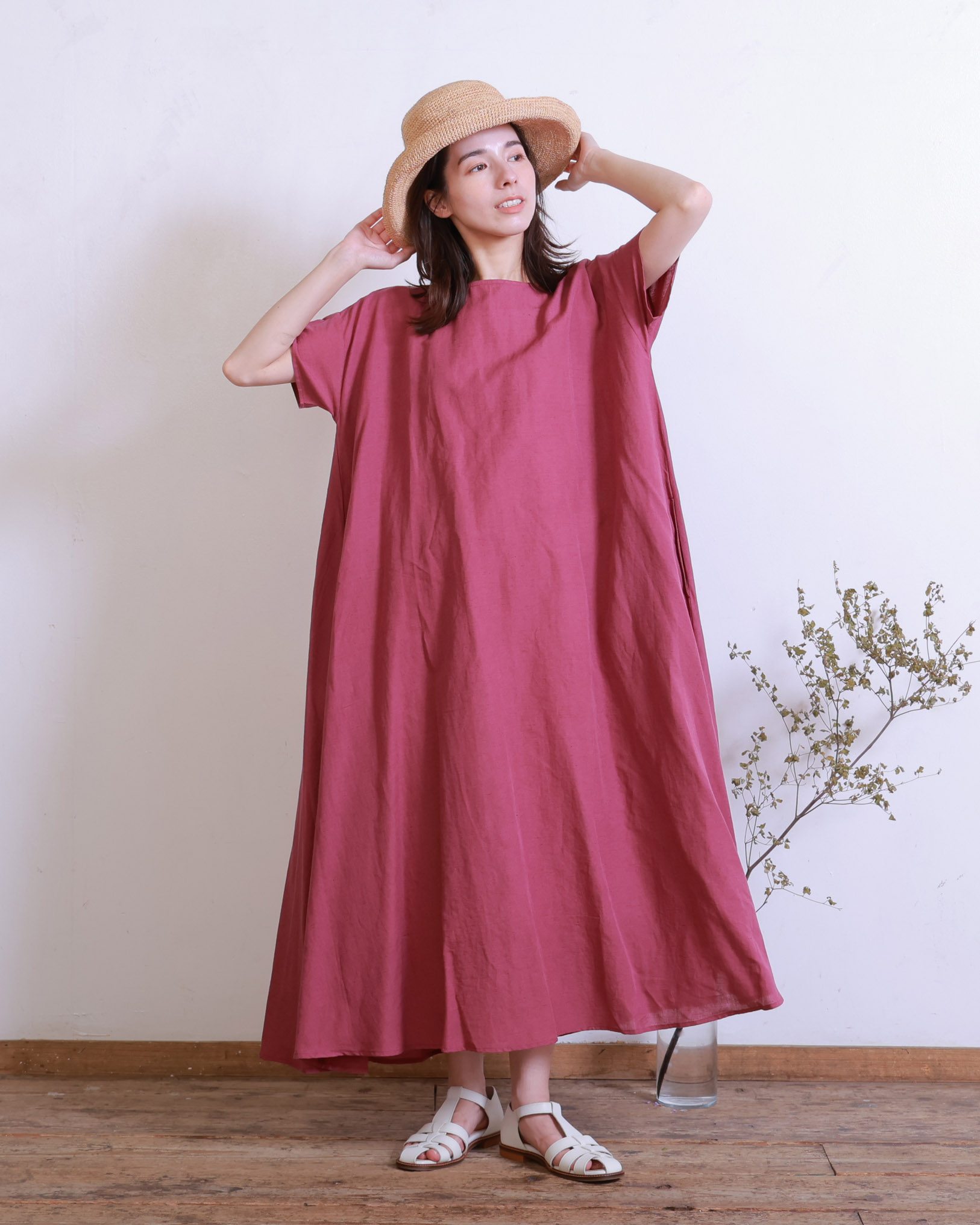 コットンリネンフレアワンピース