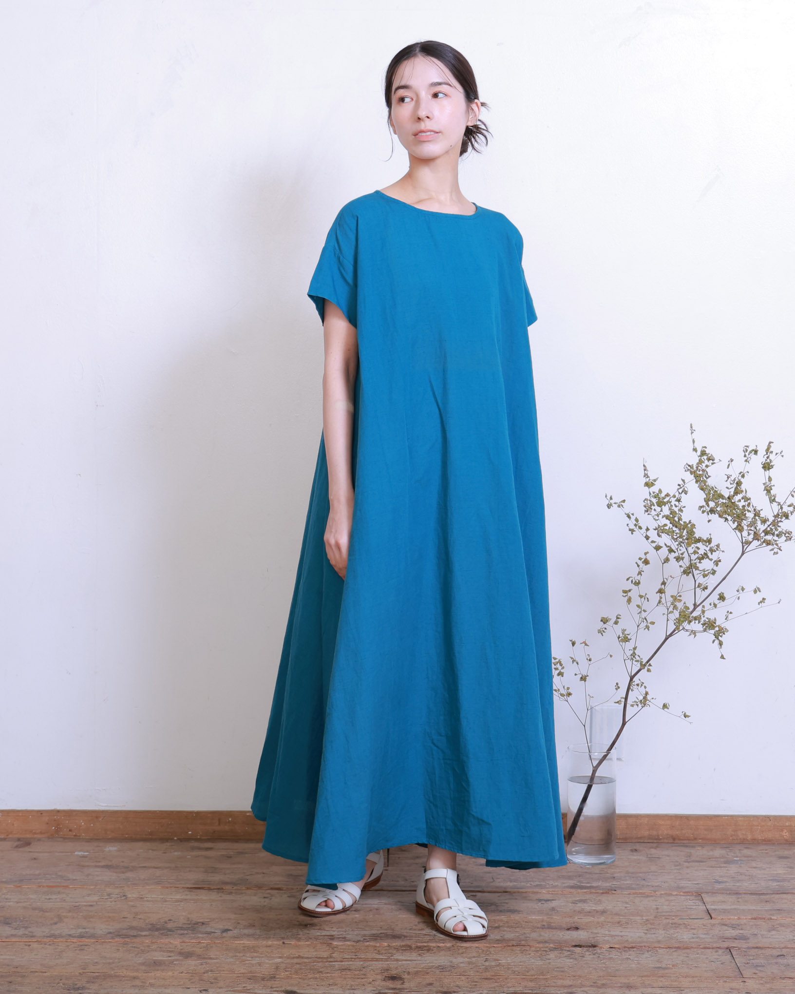 コットンリネンフレアワンピース