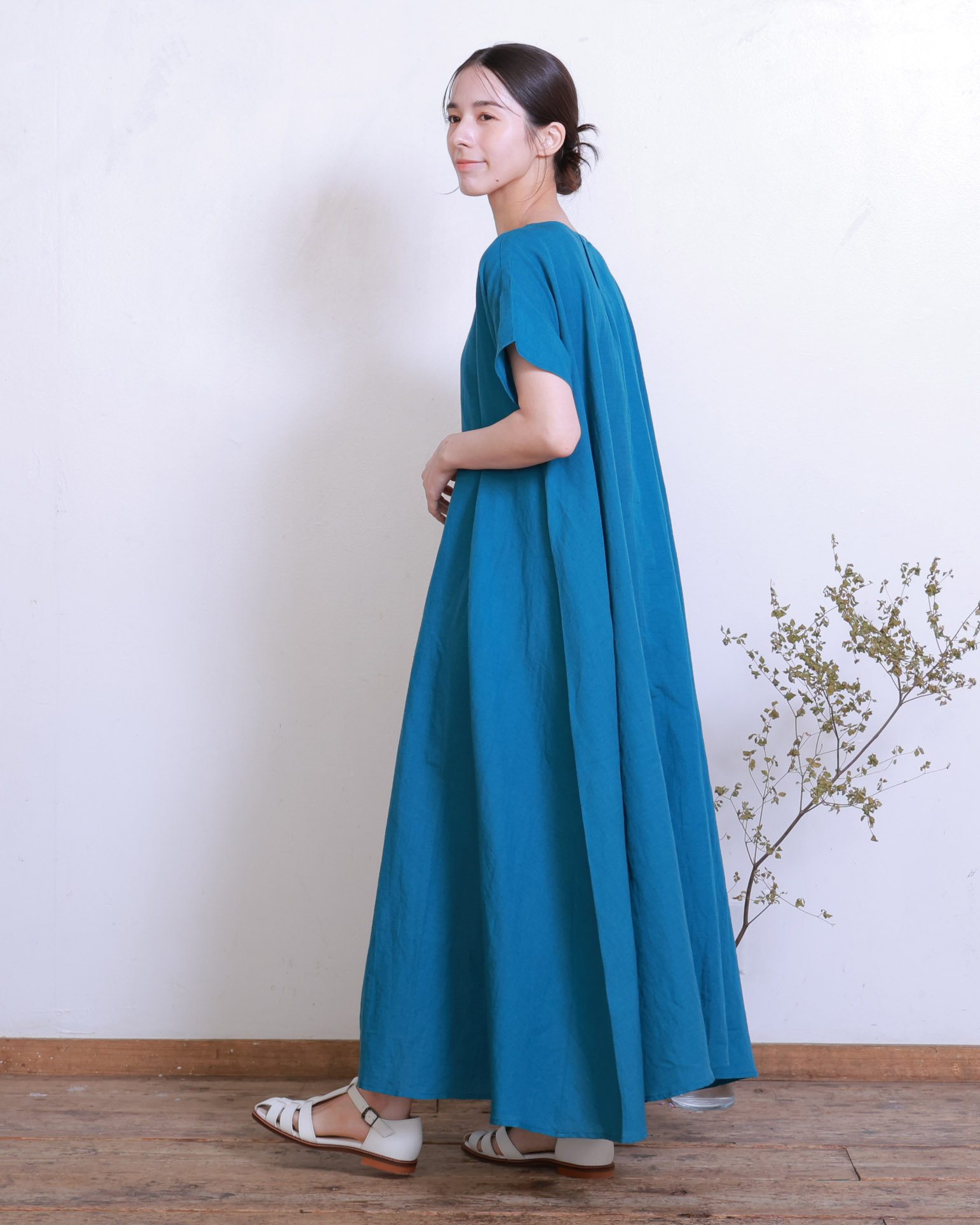 コットンリネンフレアワンピース