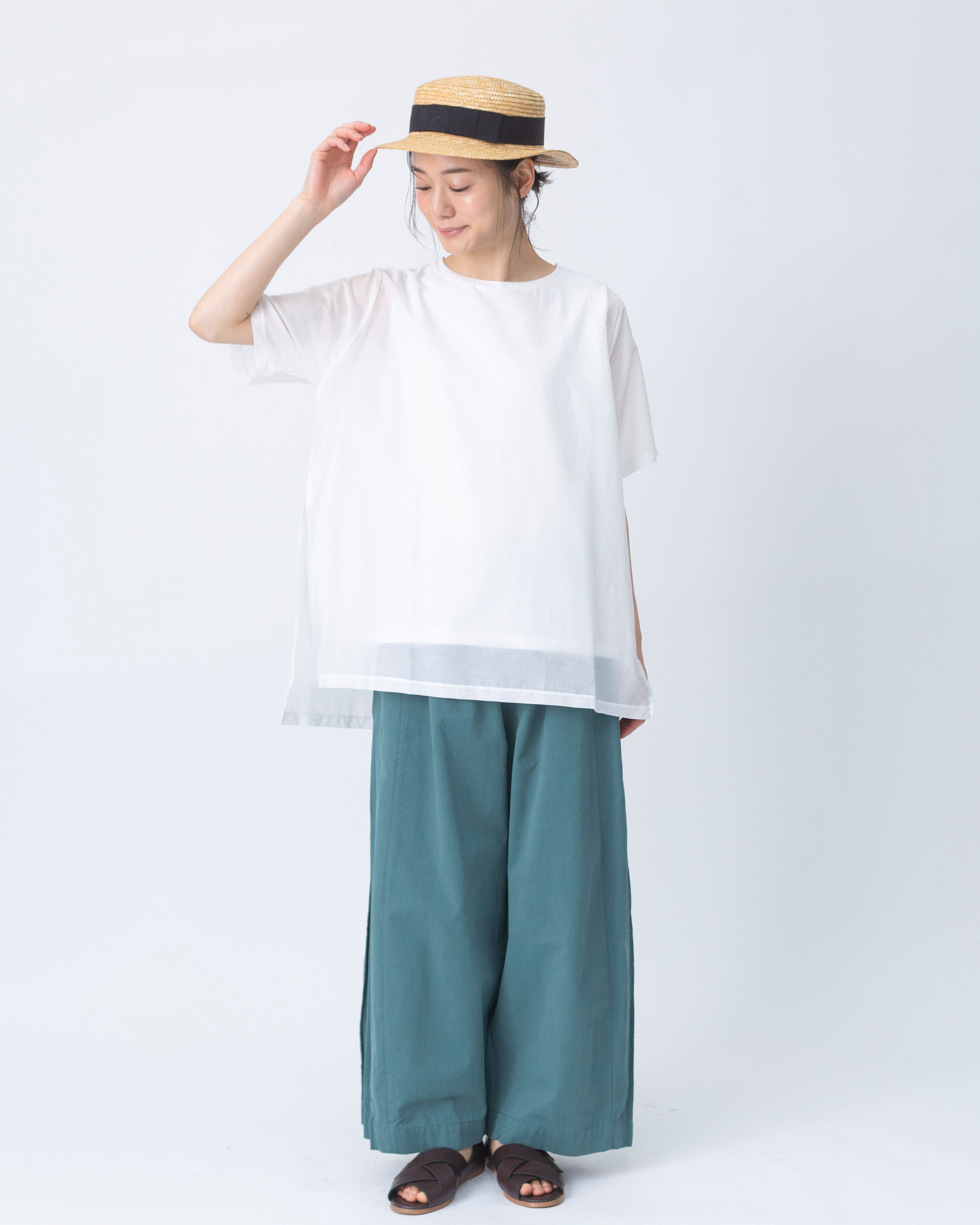 コットンシルクローンレイヤードプルオーバー