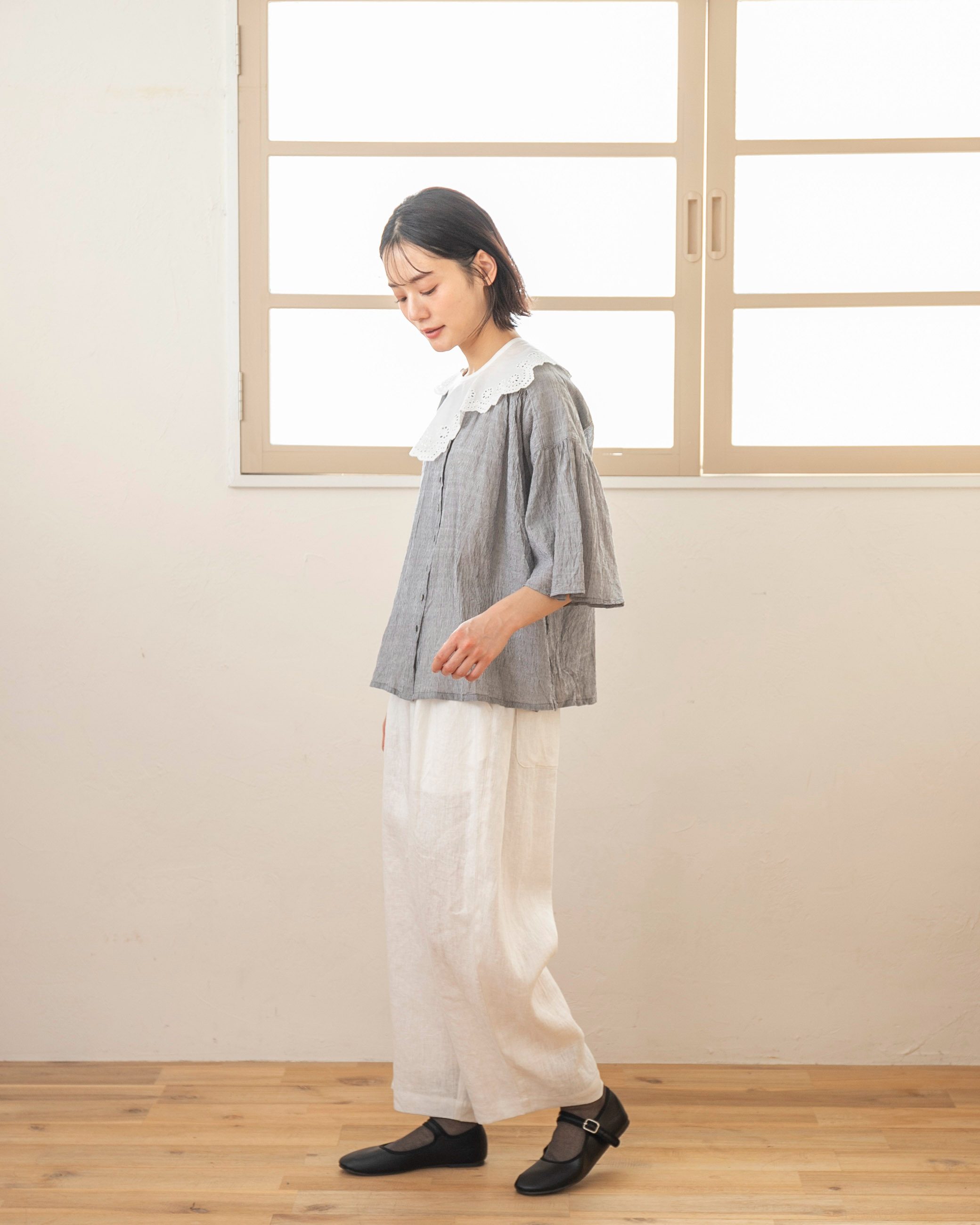 受付終了【Sachi×TUTIE.】【丈が選べる】リネンギャザークロップド