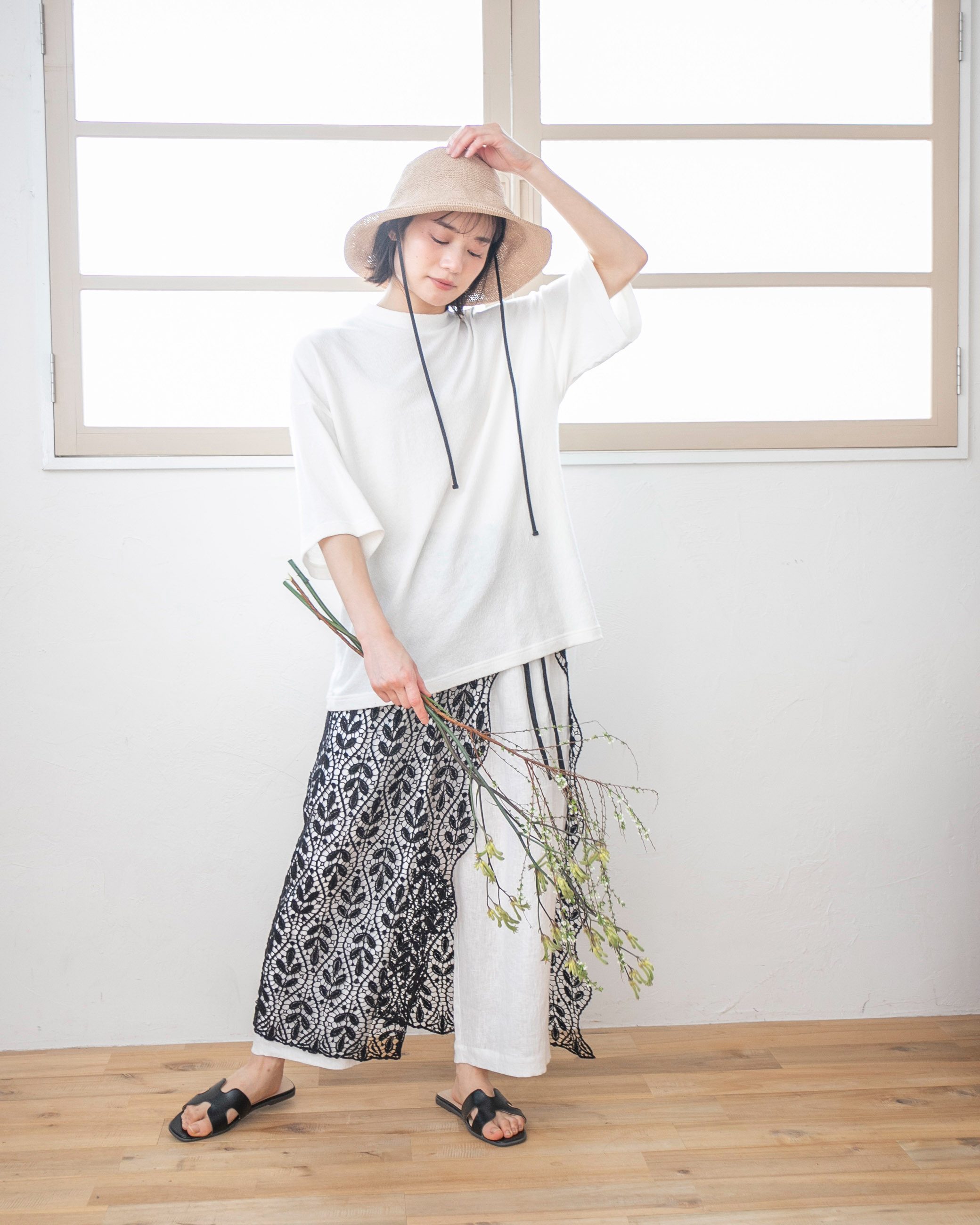 受付終了【Sachi×TUTIE.】【丈が選べる】リネンギャザークロップド