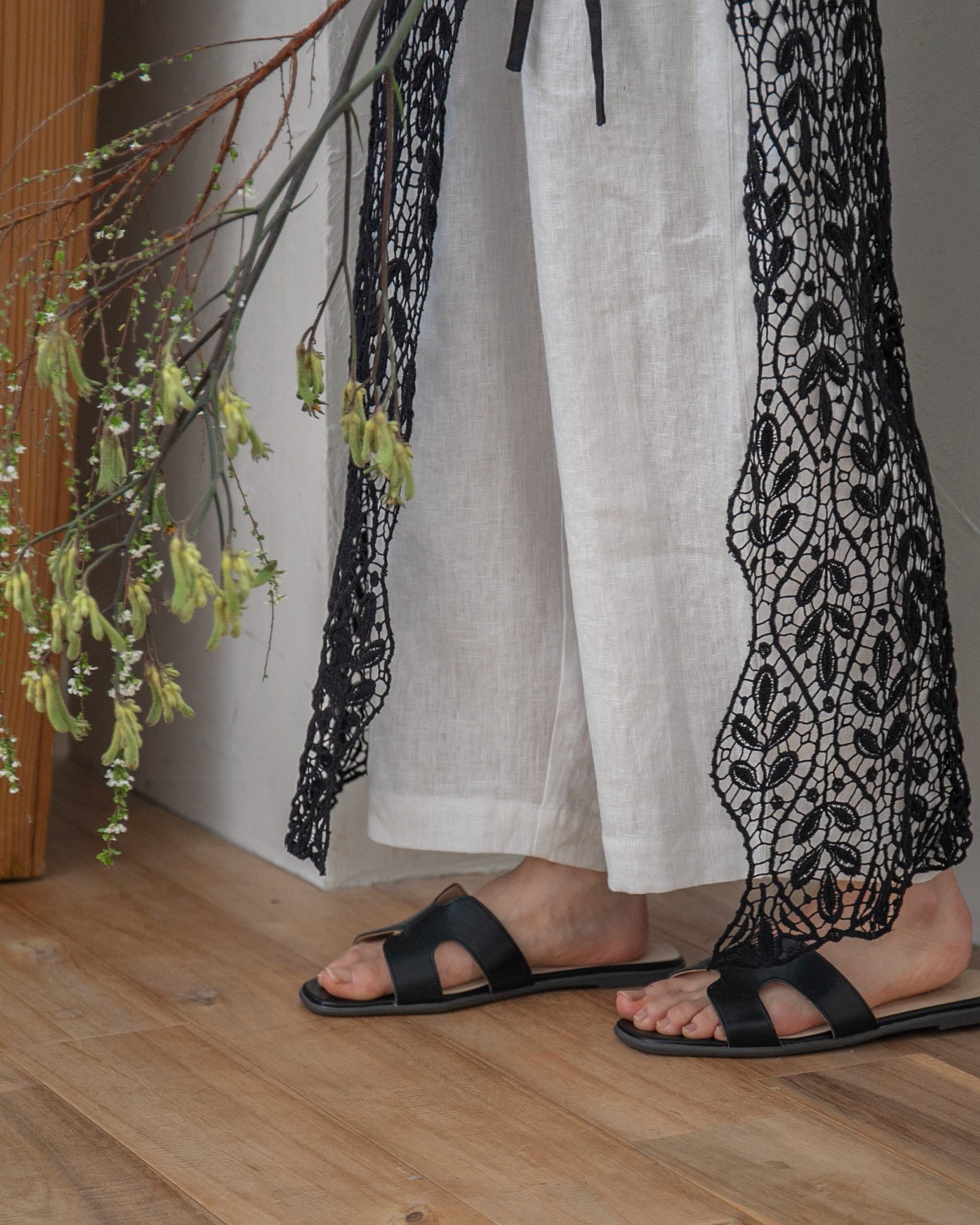 Sachi×TUTIE.】【丈が選べる】リネンギャザークロップドパンツ｜受注