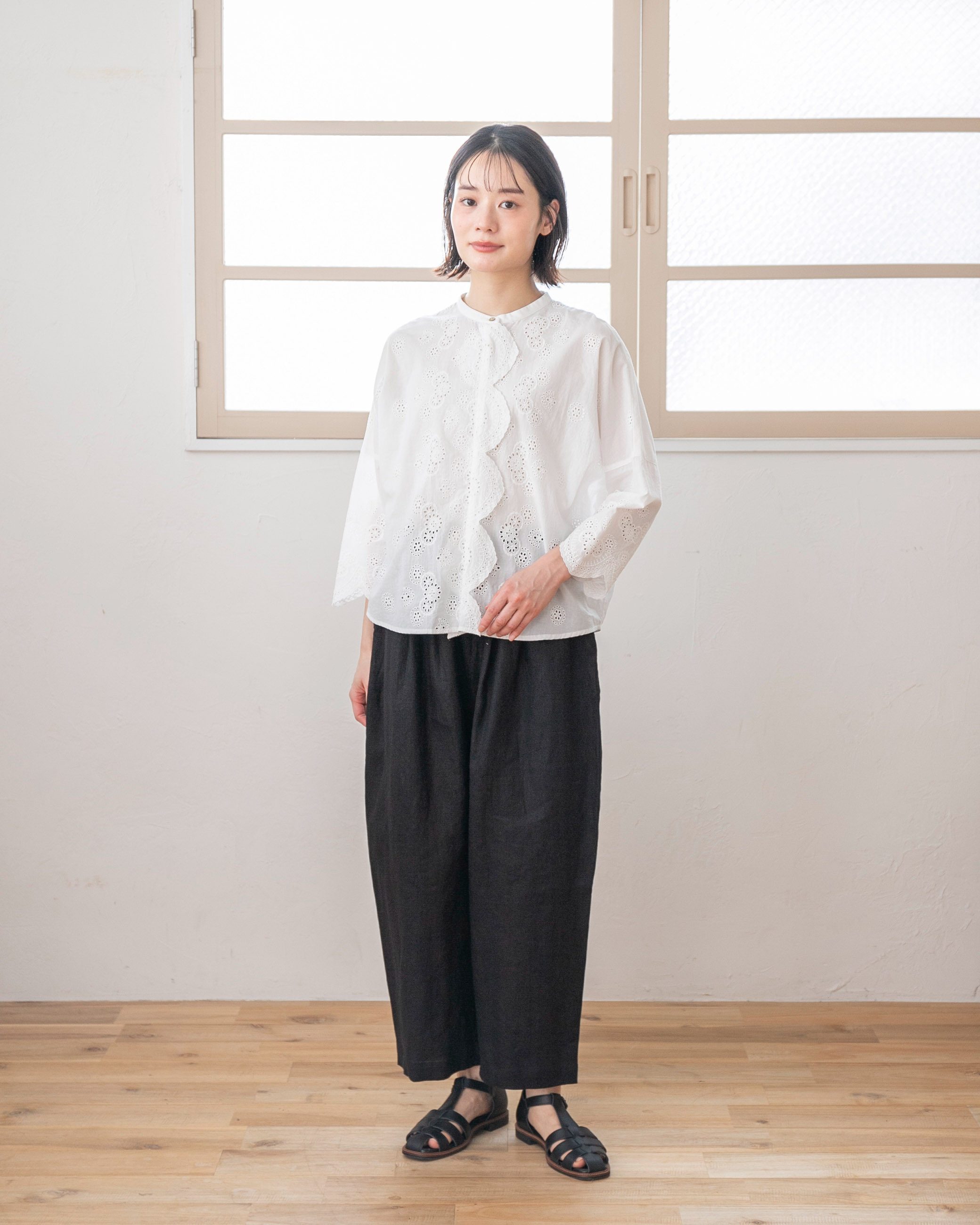 受付終了【Sachi×TUTIE.】【丈が選べる】リネンギャザークロップド