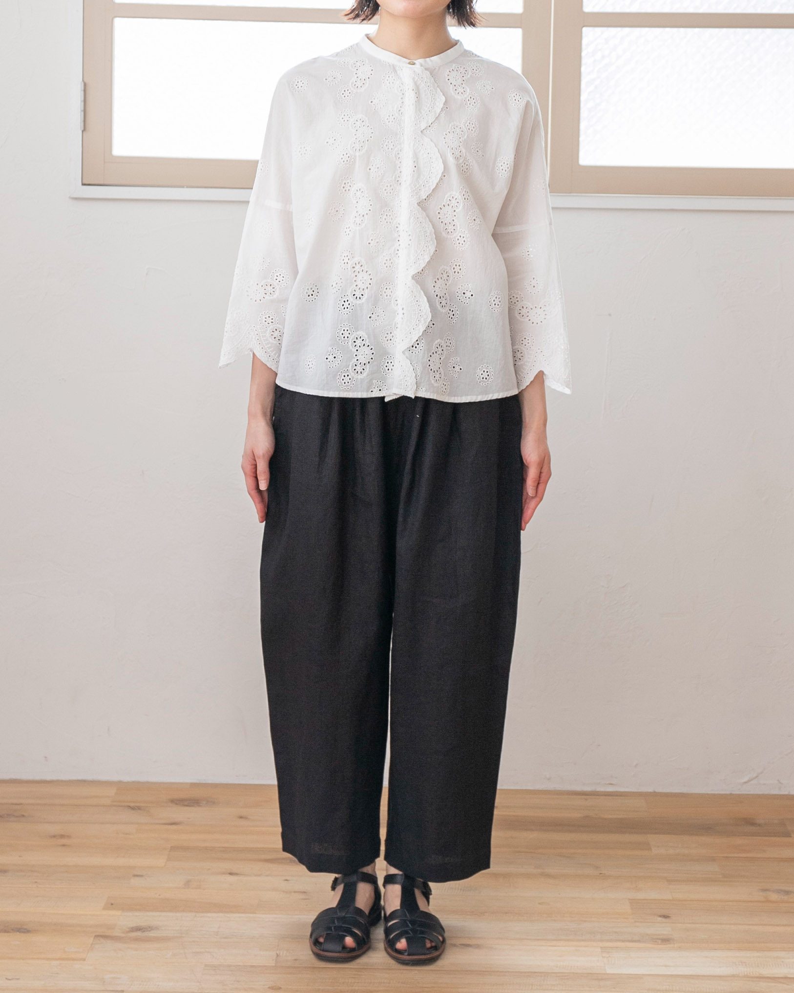 Sachi×TUTIE.】【丈が選べる】リネンギャザークロップドパンツ｜受注