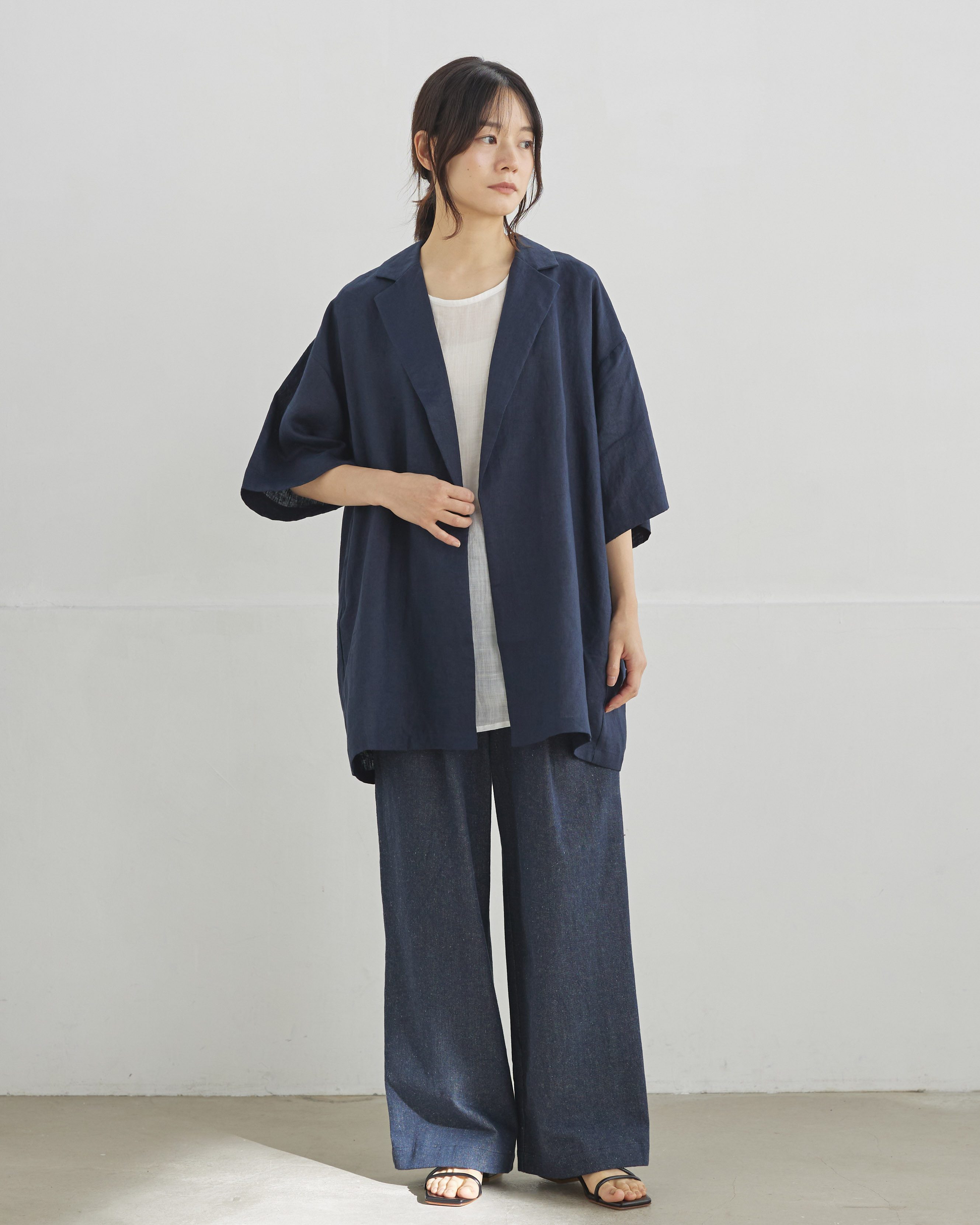 先行予約】リネンハーフスリーブジャケット｜3月上旬発送
