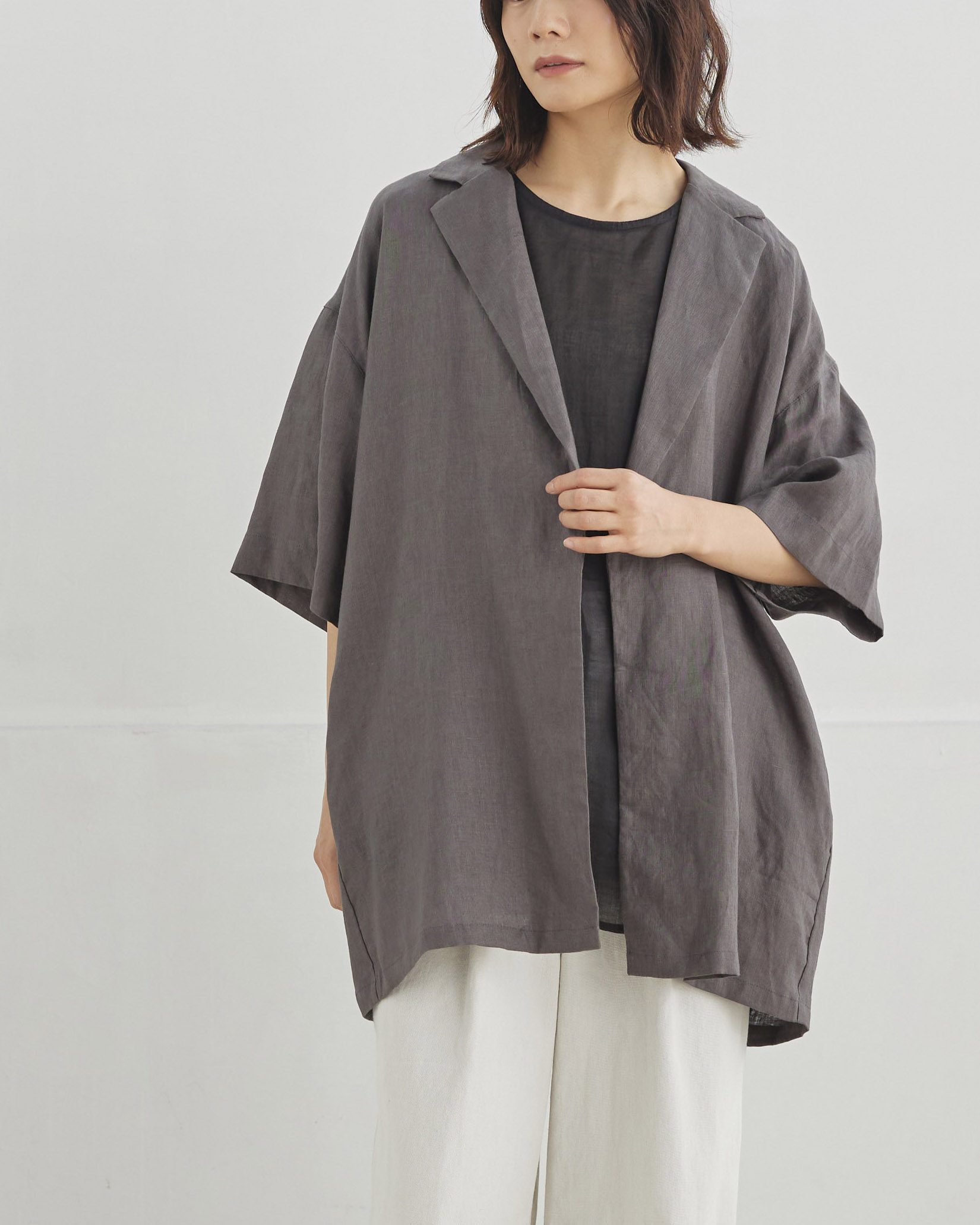 先行予約】リネンハーフスリーブジャケット｜3月上旬発送