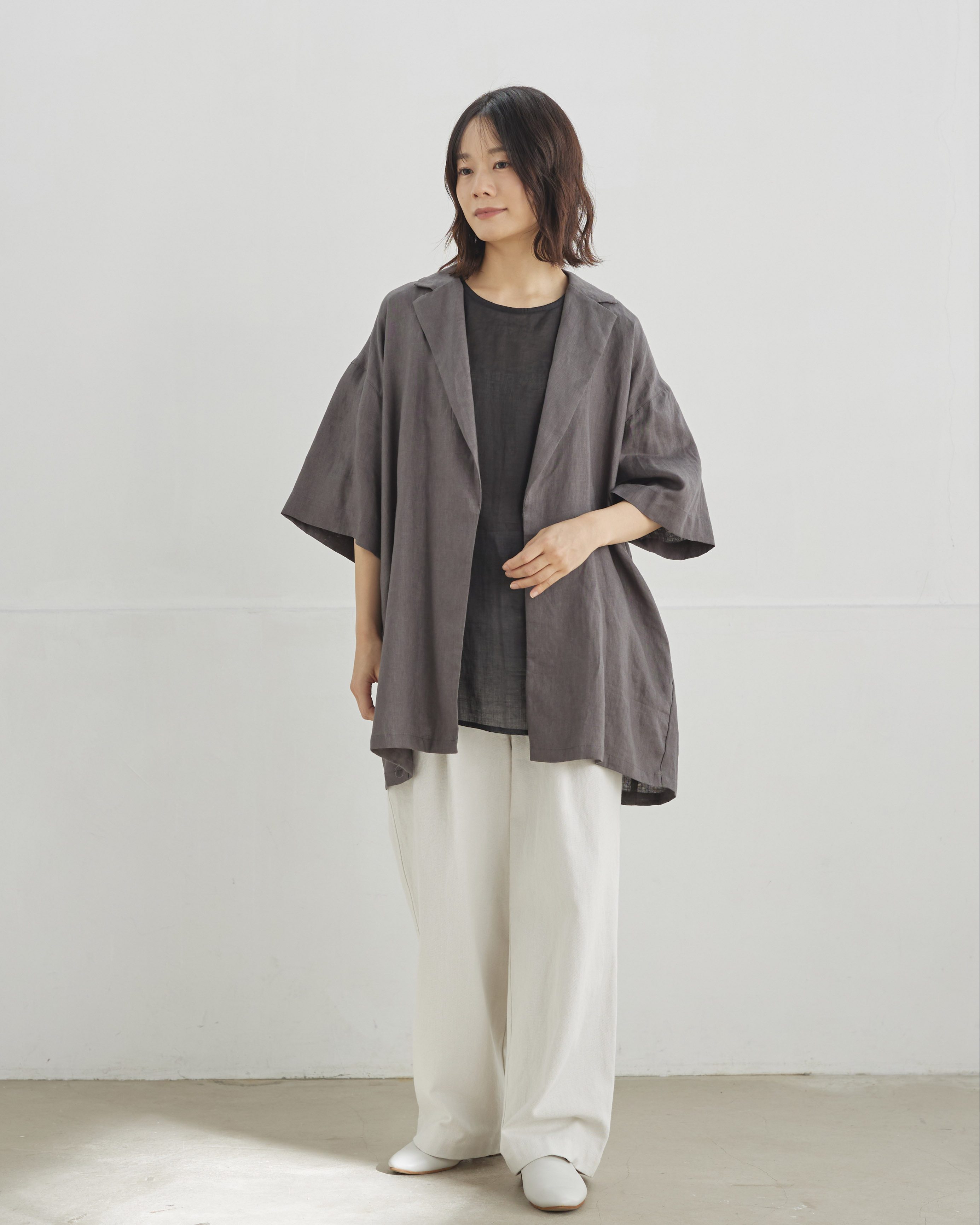 先行予約】リネンハーフスリーブジャケット｜3月上旬発送