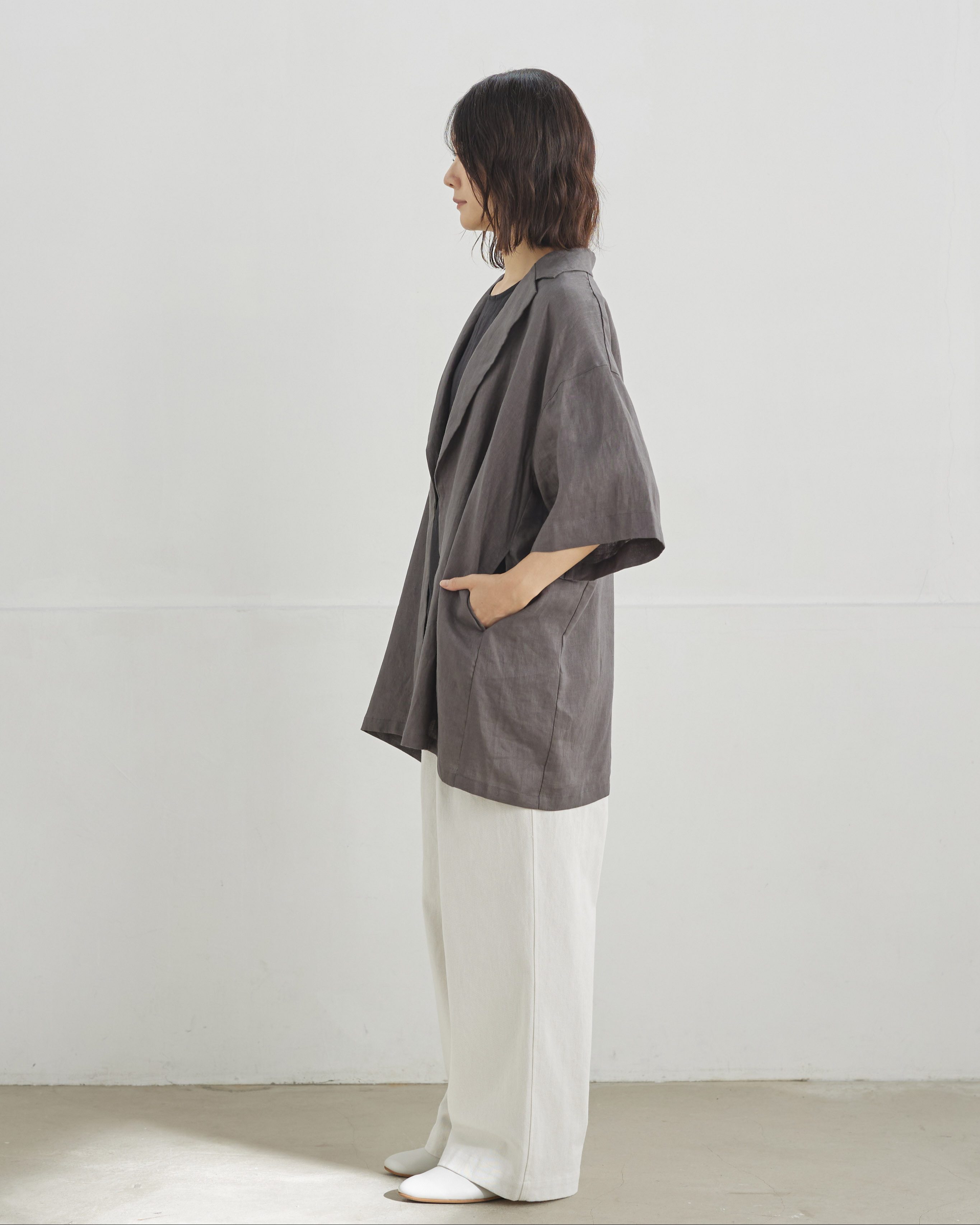 先行予約】リネンハーフスリーブジャケット｜3月上旬発送