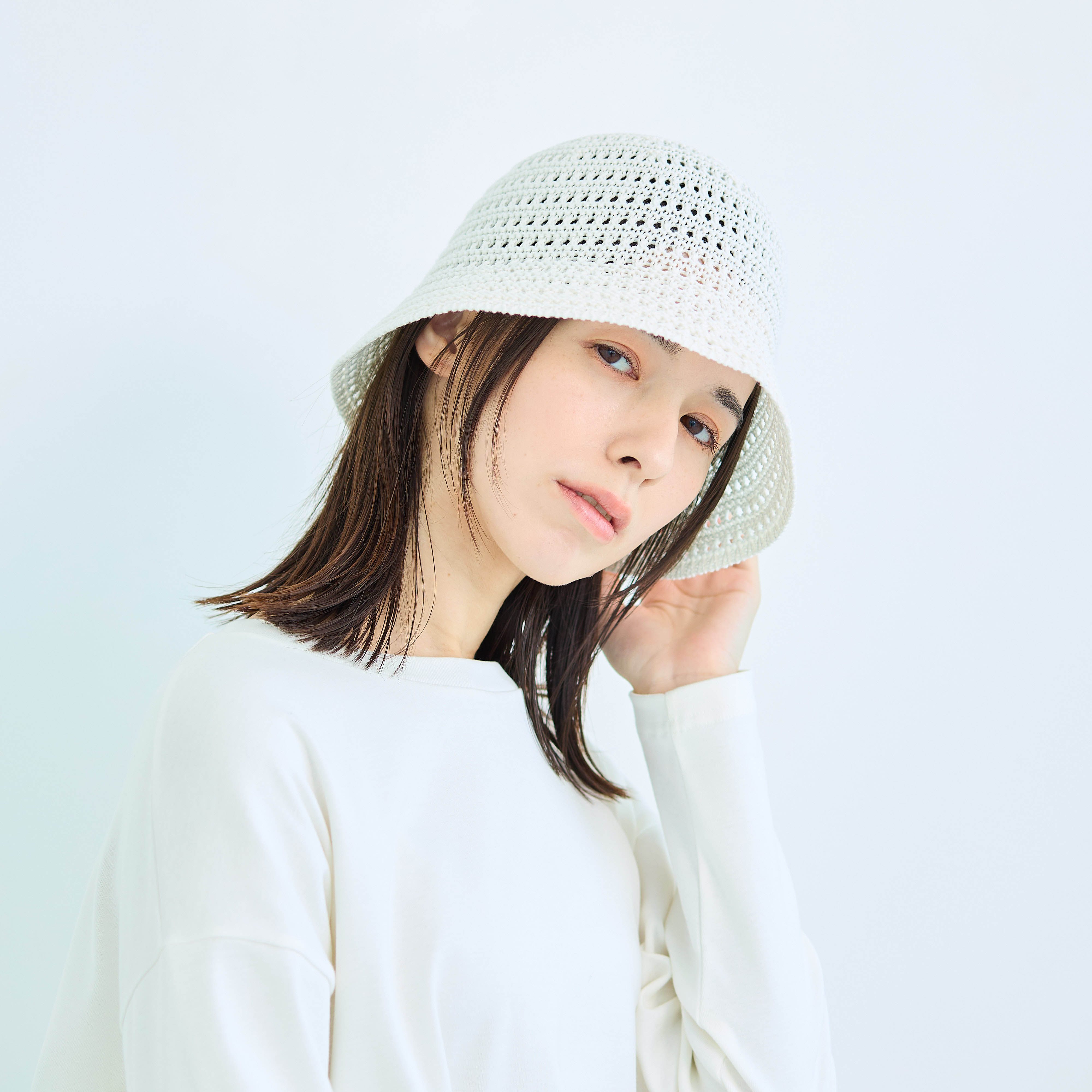 透かし編みペーパーコットンハット