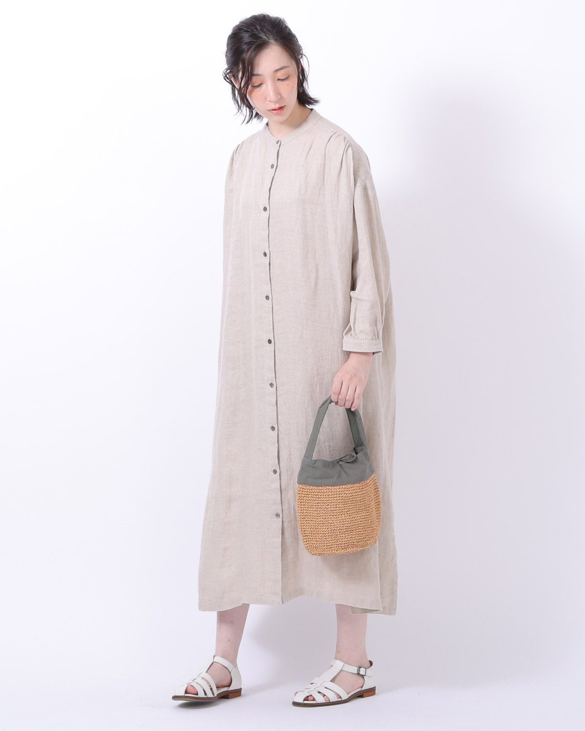 TUTIE.×ENA KUAM】リネンコマ編みバッグ小