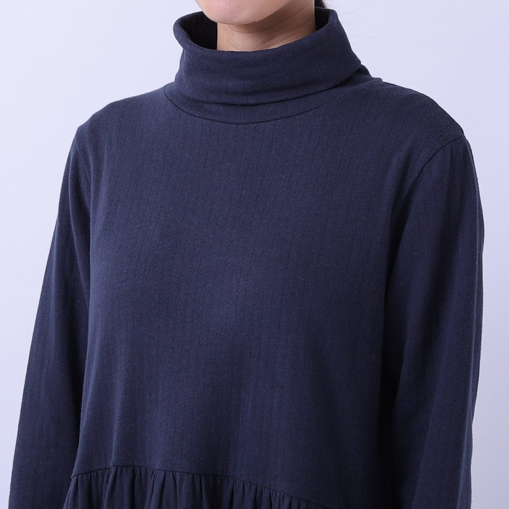 希少人気✨ルネ　ドッキングニットツイードワンピース　ロゴプレート　タートルネック つちふわ】カットソータートルネックワンピース