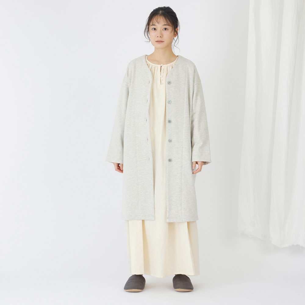 ドゥロワー　コットンツリ裏毛フロントスナップカーディガン　ベージュ　サイズ1 Drawer ドゥロワー ツリ裏毛フロントスナップ カーディガン