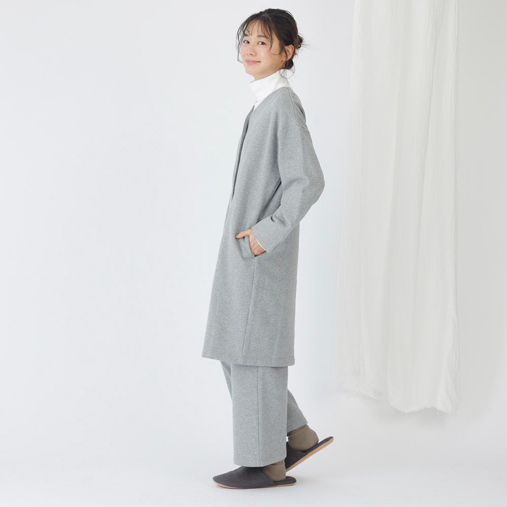 ぬくふわ】コットン裏毛起毛ロングカーディガン