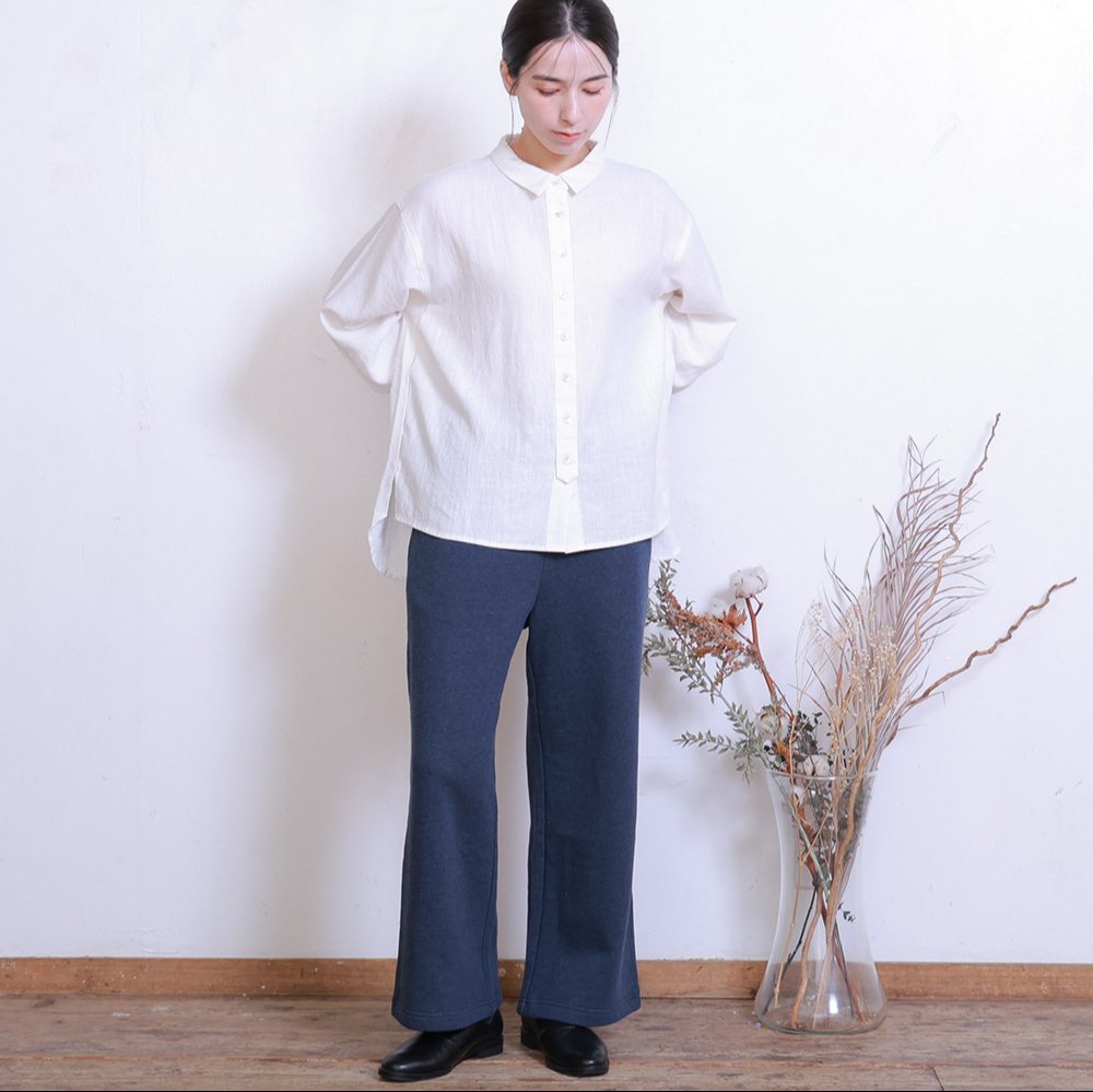 【ぬくふわ】コットン裏毛起毛ワイドストレートパンツ