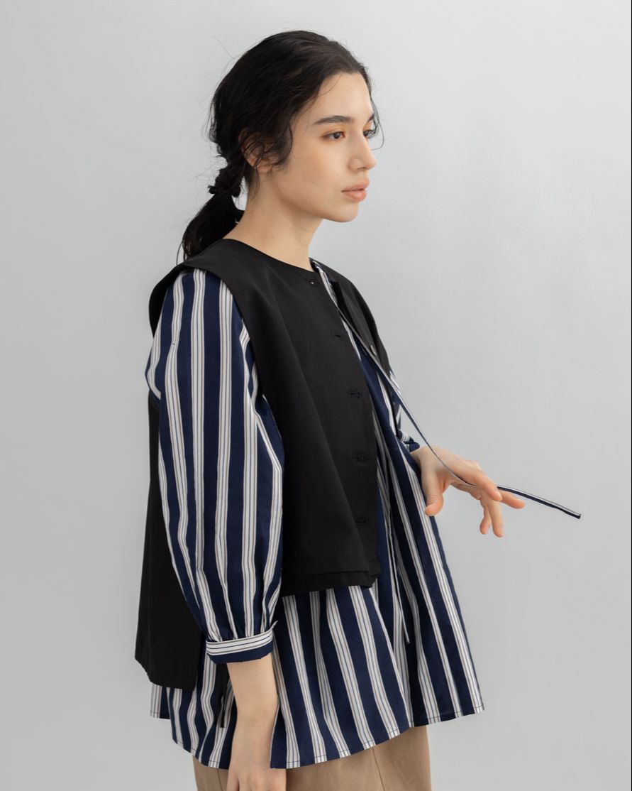 T. ランダムストライプブラウス｜前後2WAY
