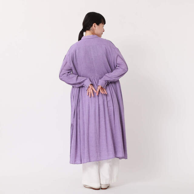 ツチエ TUTIE.　リネン100 ピンタック半袖シャツワンピース　ロング丈 tu-0622ps53020_s2.jpg