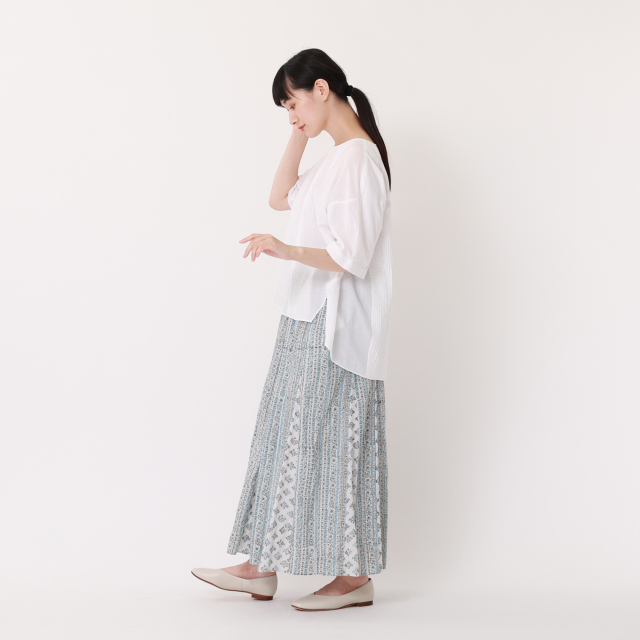 HOUSE OF LOTUS ブロックプリントフレアスカート ドットフラワーフレアスカート ｜ハウス オブ ロータス＜HOUSE