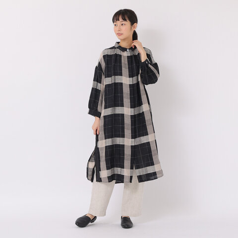 【美品】TUTIE.(ツチエ)リネン100%ロングワンピース/チェック/羽織/麻 美品】TUTIE.(ツチエ)リネン100%ロングワンピース/チェック/羽織