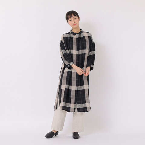 TUTIE．（ツチエ）コットンリネンパナマチェックワンピース