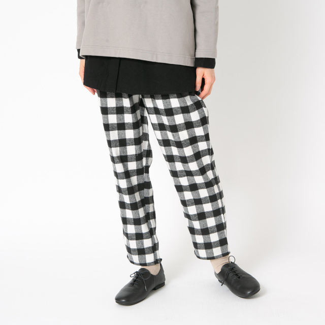 0623WS-56014 コットリネンチェック起毛ペグパンツ