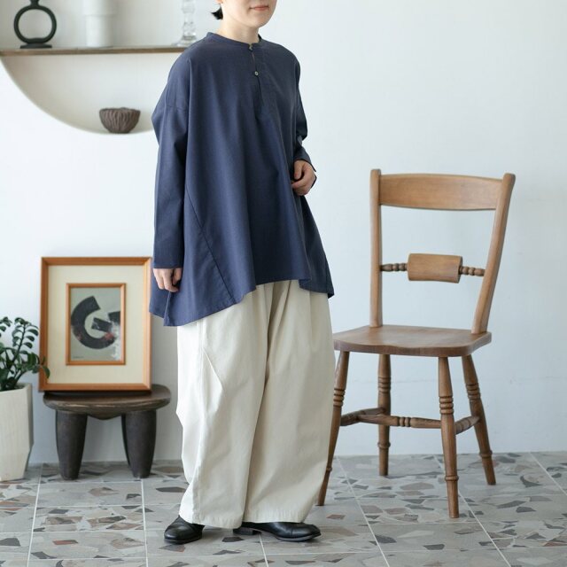 aiさんmegさんコラボ】コットンリネンムジサイドシームブラウス