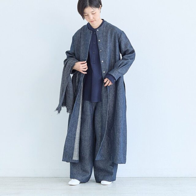 erikaさんコラボ】リネンデニムコートワンピース 
