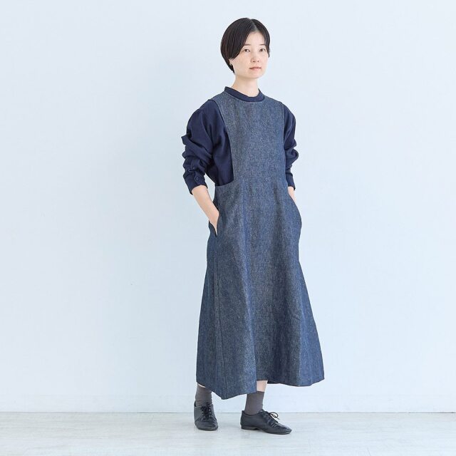 0624AS63081 【erikaさんコラボ】リネンデニムジャンパースカート