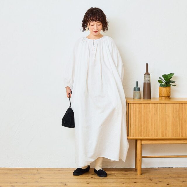 0624AS63088 【tomomiさんコラボ】【丈が選べる】コットンリネンブロード2WAYワンピース