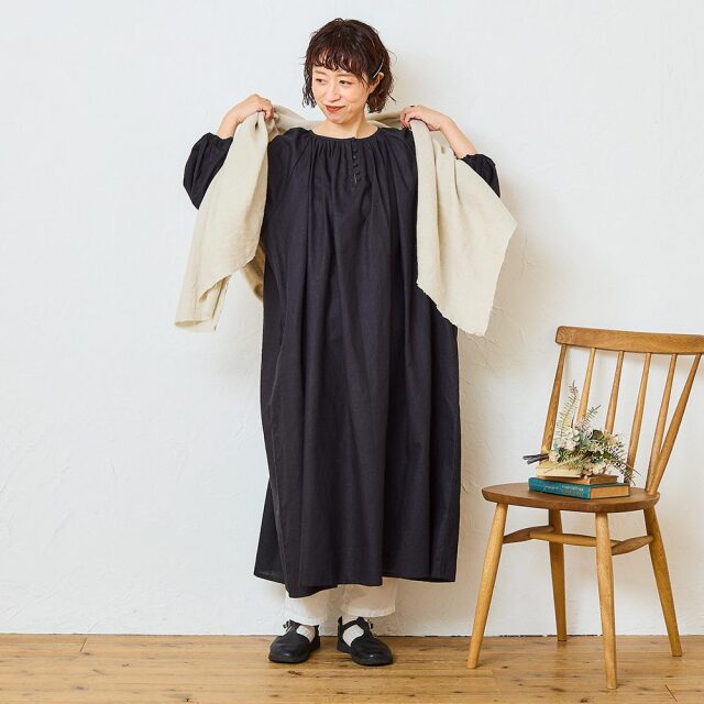 0624AS63088 【tomomiさんコラボ】【丈が選べる】コットンリネンブロード2WAYワンピース