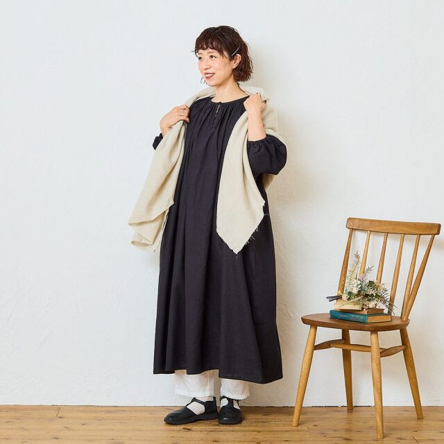0624AS63088 【tomomiさんコラボ】【丈が選べる】コットンリネンブロード2WAYワンピース