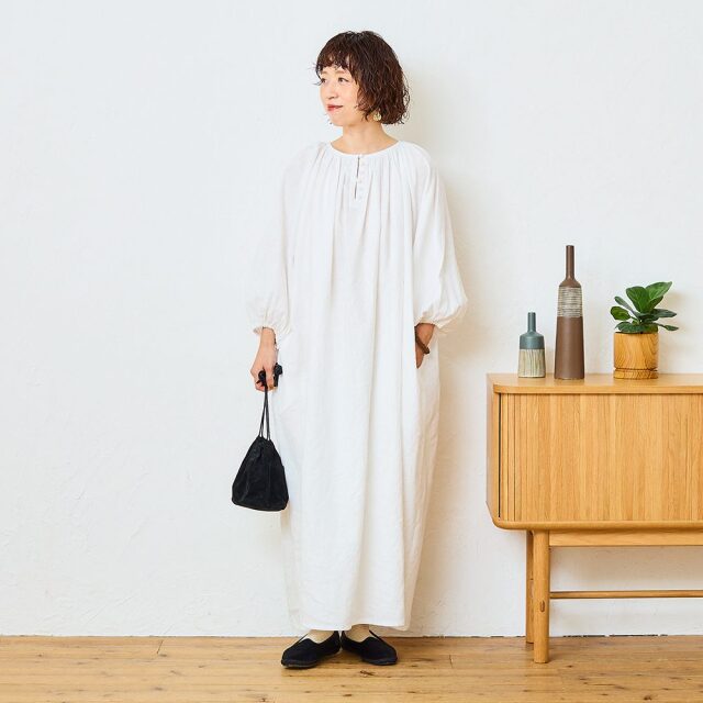 0624AS63088 【tomomiさんコラボ】【丈が選べる】コットンリネンブロード2WAYワンピース