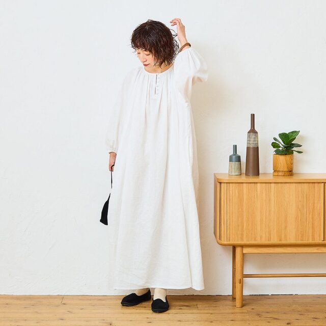 0624AS63088 【tomomiさんコラボ】【丈が選べる】コットンリネンブロード2WAYワンピース