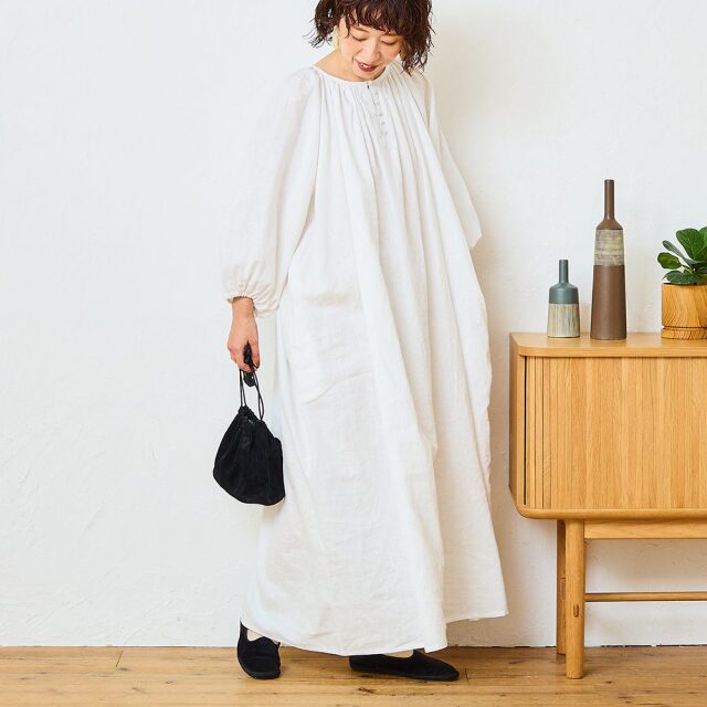 0624AS63088 【tomomiさんコラボ】【丈が選べる】コットンリネンブロード2WAYワンピース