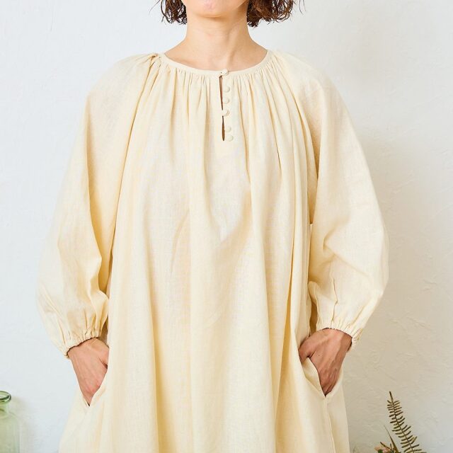 0624AS63088 【tomomiさんコラボ】【丈が選べる】コットンリネンブロード2WAYワンピース