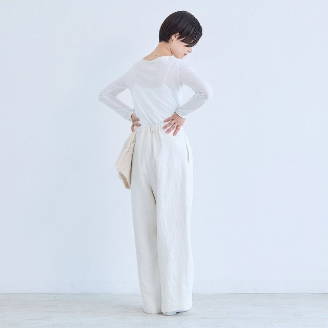 0624AS66082 【erikaさんコラボ】リネンデニムタックパンツ