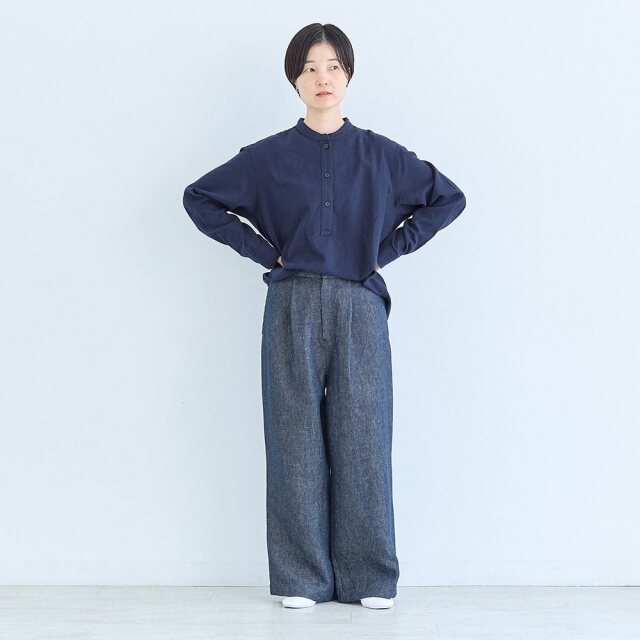 0624AS66082 【erikaさんコラボ】リネンデニムタックパンツ