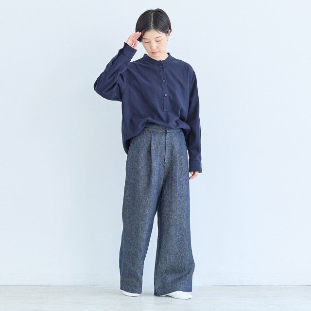 0624AS66082 【erikaさんコラボ】リネンデニムタックパンツ