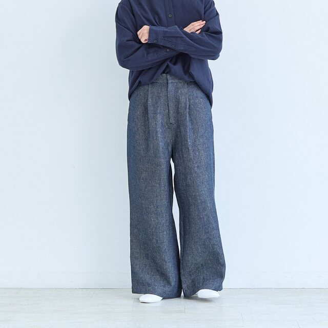0624AS66082 【erikaさんコラボ】リネンデニムタックパンツ