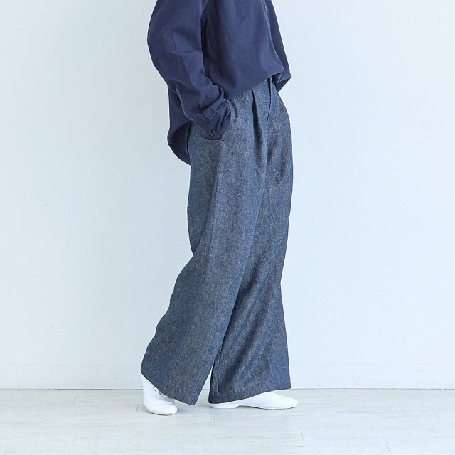 0624AS66082 【erikaさんコラボ】リネンデニムタックパンツ
